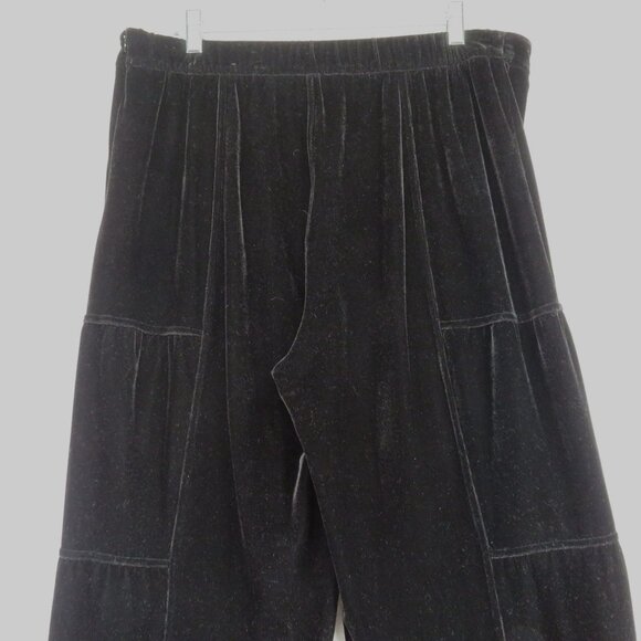 Soft Surroundings Pants Womens Size Large Black Velour Wide Leg Lounge Plush - Picture 2 of 10